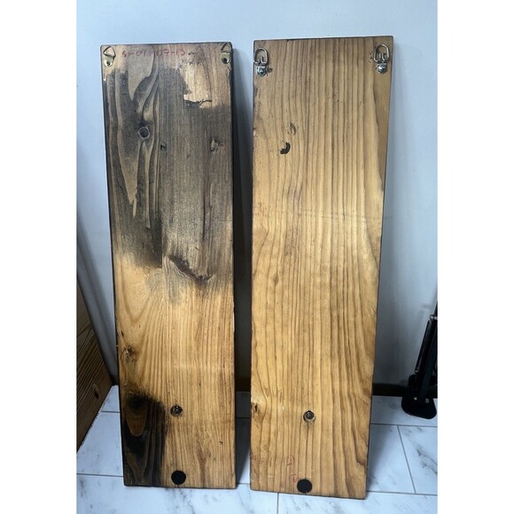 2 Vintage Handmade Pine/Wrought Iron Primitive Boho Wall Hanging Candle Holders - Picture 3 of 6